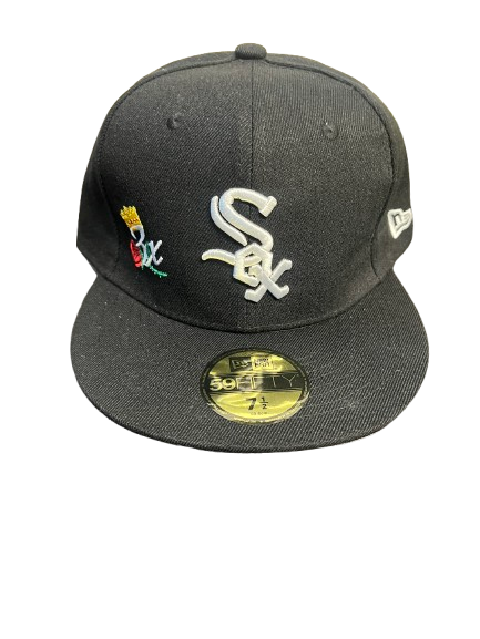 Black White Sox Fitted Hat